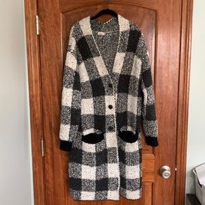 Faherty Buffalo check cozy cardigan coat
